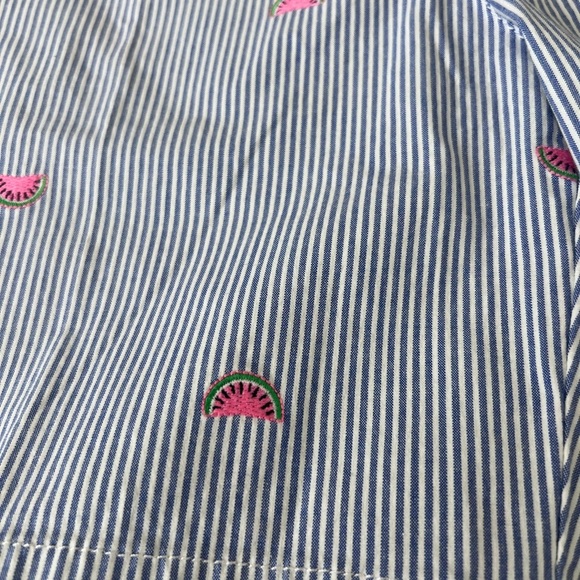 Talbots Girlfriend Chino Shorts Watermelon Print Blue White Stripes Cotton 2 - Picture 5 of 12